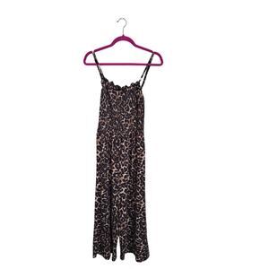Coco and Shi Leopard Jumpsuit L – Wide Leg Resort Wear Vacation Lounge MOBWIFE